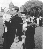 Olga Mracek Mitchell and her family on the day her Ph. D. zoas granted (1962)