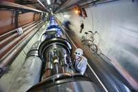 The Large Hadron Collider tunnel during a shutdown.