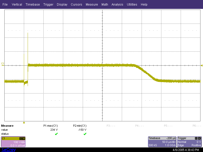 Scope screen capture, overview of DR85 grid drive.