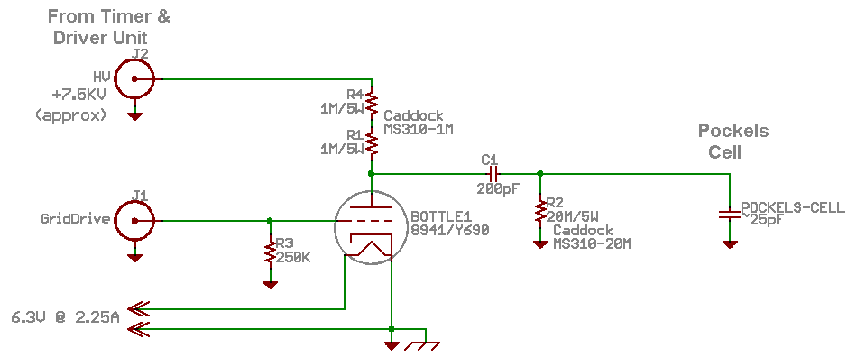 Schematic of Medox planar triode and pockels cell assembly